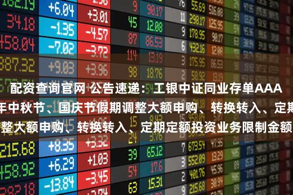 配资查询官网 公告速递：工银中证同业存单AAA指数7天持有基金2025年中秋节、国庆节假期调整大额申购、转换转入、定期定额投资业务限制金额