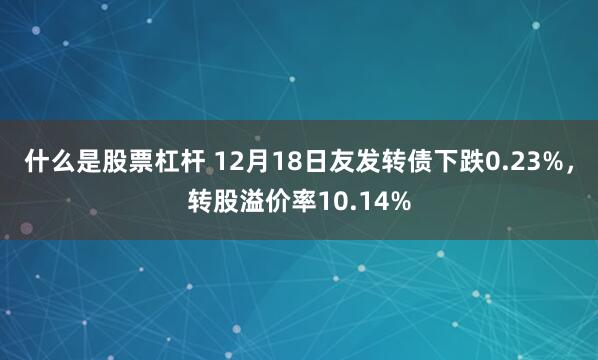 什么是股票杠杆 12月18日友发转债下跌0.23%，转股溢价率10.14%