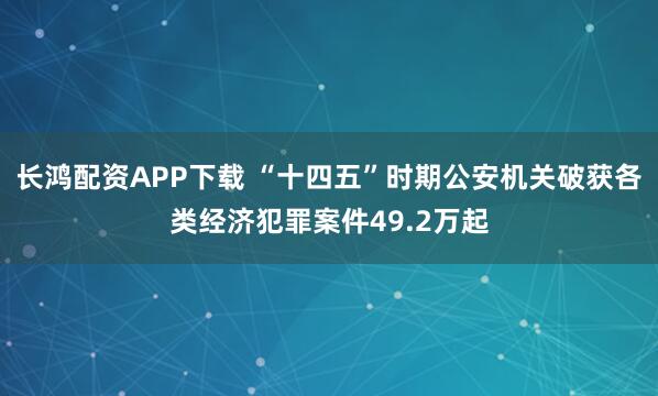 长鸿配资APP下载 “十四五”时期公安机关破获各类经济犯罪案件49.2万起